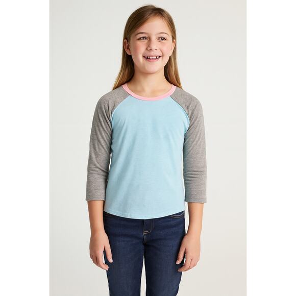 Epic Threads Girls Color Block Long Sleeve Baseball Tee - Size Medium - Picture 1 of 7